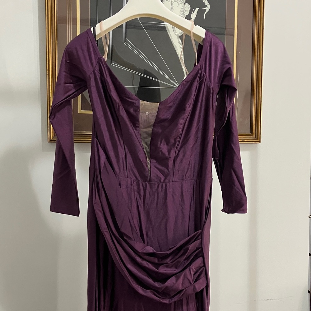 Jessica Angel USA Long Sleeve Off-Shoulder Purple Dress - Picture 3 of 14